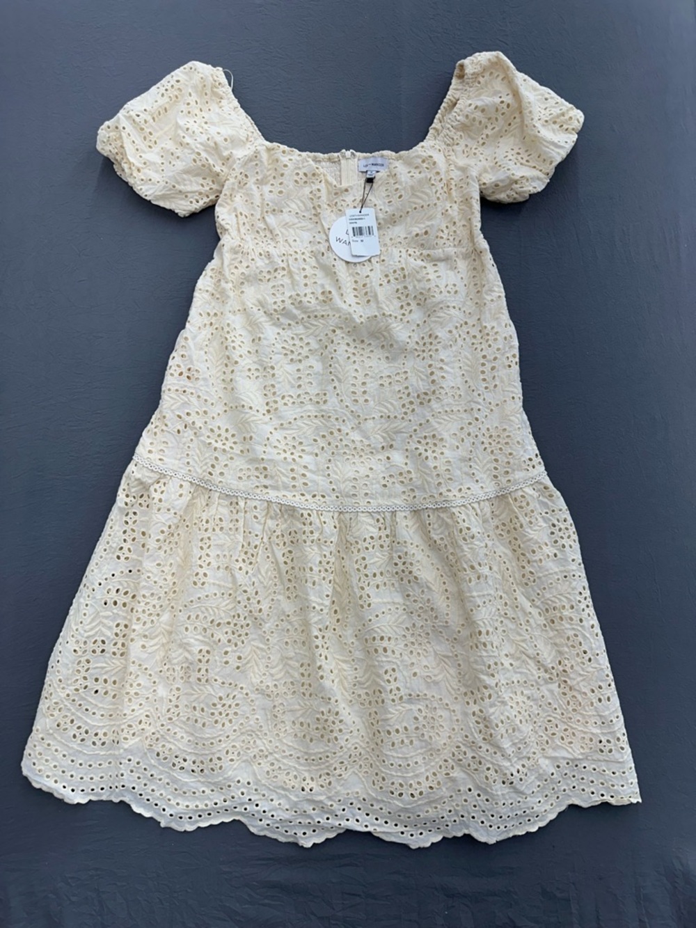 Lost + Wander Cream Eyelet Midi Dress